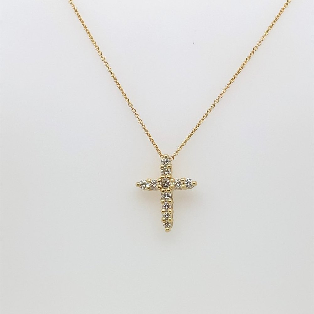 Roberto Coin Diamond and Gold Cross Necklace